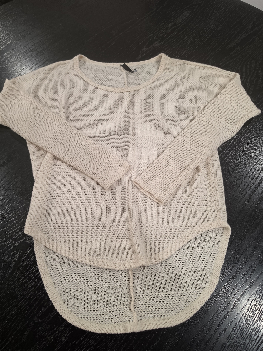Love Culture Cream Open-Knit High-Low Crew Sweater